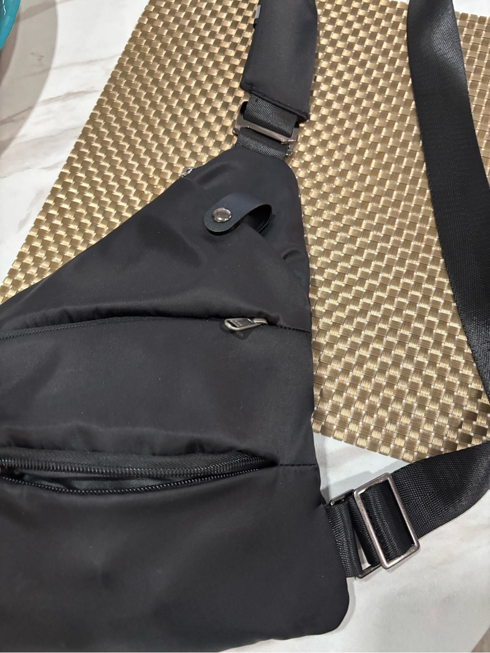 Wanderlust Black Triangle Sling Bag with Silver Hardware Used for 5 days! - Picture 2 of 6